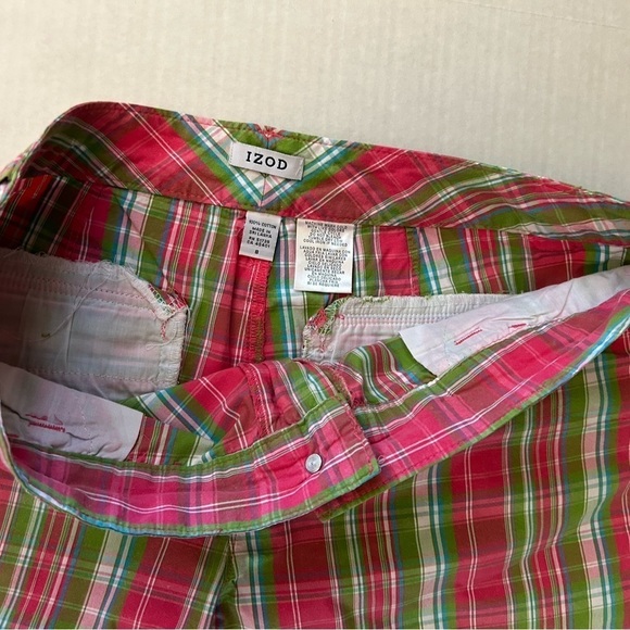 IZOD Bermuda pink & green plaid women’s shorts Sz-8. X18 - Picture 4 of 9